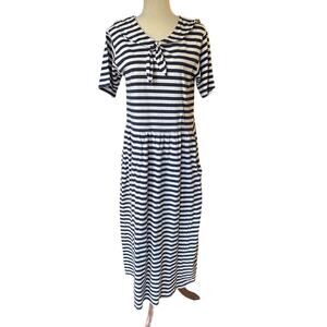 Sailor Dress Kawai Vintage 90s‎ Blue White Striped Maxi Long Medium Cottage Core